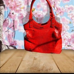 Kate spade handbag Red Orange faux Leather Embossed